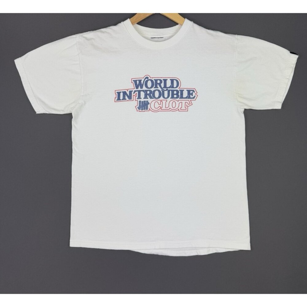 Vintage Y2K Undefeated x Clot World In Trouble White Shirt Streetwear Hype Rare